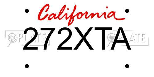 272XTA California License Plate