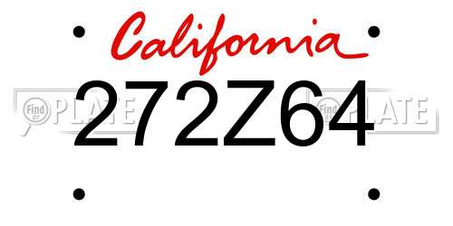 272Z64 California License Plate