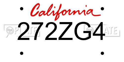 272ZG4 California License Plate