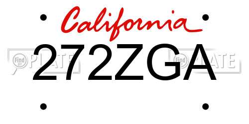 272ZGA California License Plate