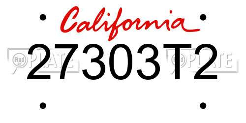 27303T2 California License Plate