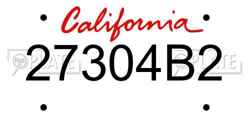 27304B2 California License Plate