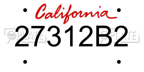 27312B2 California License Plate