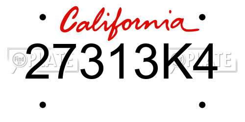 27313K4 California License Plate