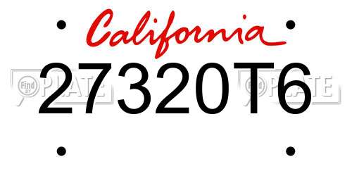 27320T6 California License Plate