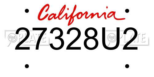 27328U2 California License Plate