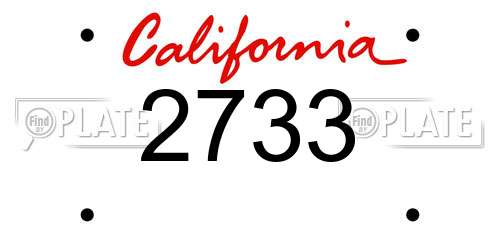 2733 California License Plate