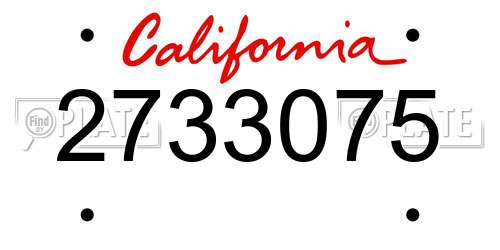 2733075 California License Plate