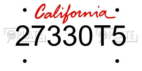 27330T5 California License Plate