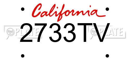 2733TV California License Plate
