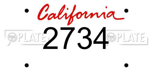 2734 California License Plate