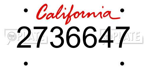 2736647 California License Plate