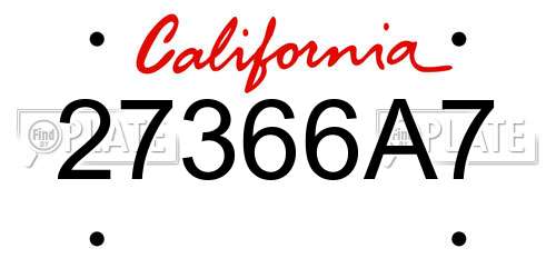 27366A7 California License Plate