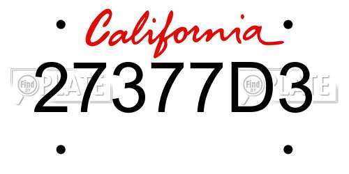 27377D3 California License Plate