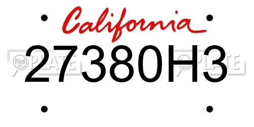 27380H3 California License Plate