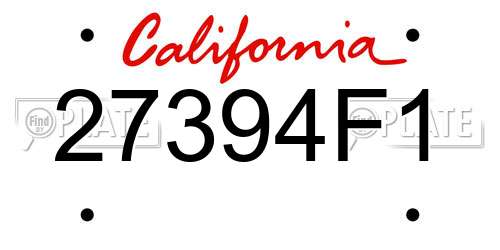 27394F1 California License Plate