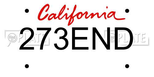 273END California License Plate