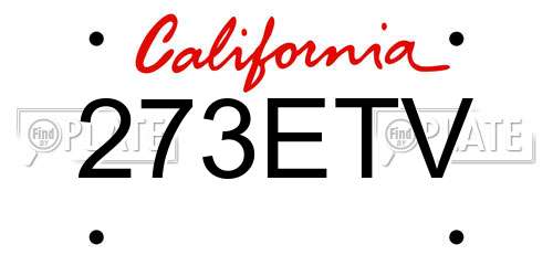 273ETV California License Plate