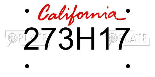 273H17 California License Plate