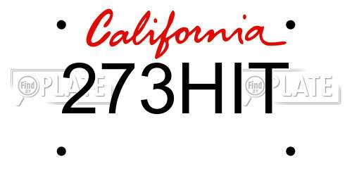 273HIT California License Plate