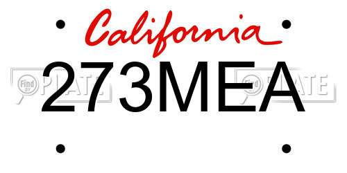 273MEA California License Plate