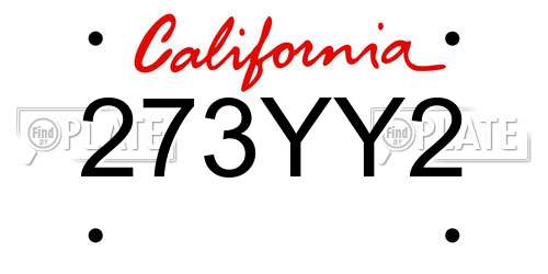 273YY2 California License Plate