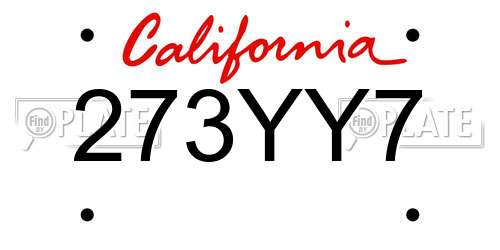 273YY7 California License Plate