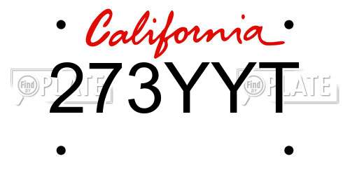 273YYT California License Plate