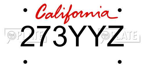 273YYZ California License Plate