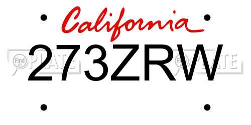 273ZRW California License Plate