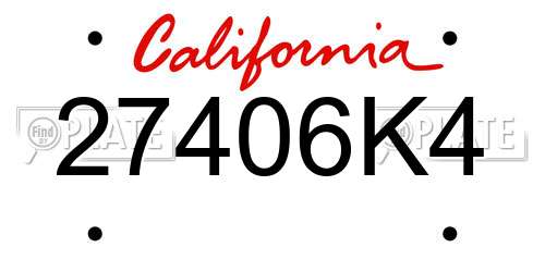 27406K4 California License Plate