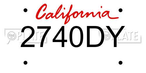 2740DY California License Plate