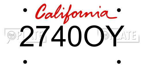 2740OY California License Plate