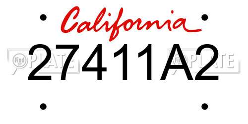 27411A2 California License Plate