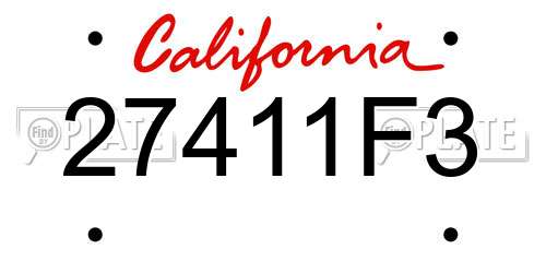 27411F3 California License Plate