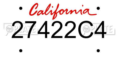 27422C4 California License Plate