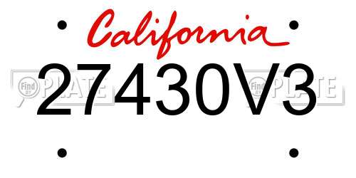 27430V3 California License Plate