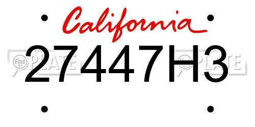 27447H3 California License Plate