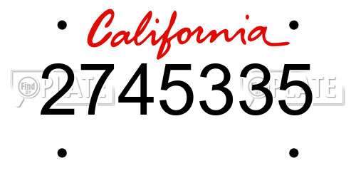 2745335 California License Plate