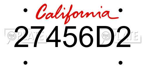 27456D2 California License Plate