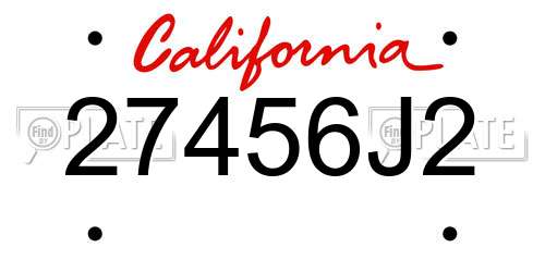 27456J2 California License Plate