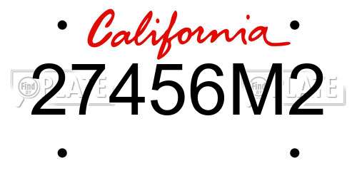 27456M2 California License Plate