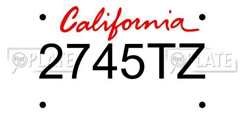 2745TZ California License Plate