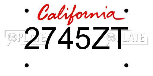 2745ZT California License Plate