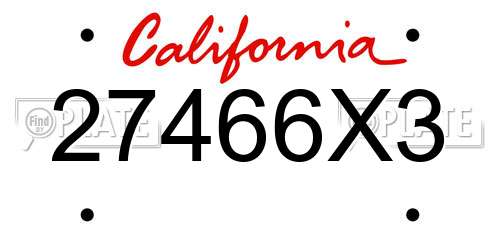 27466X3 California License Plate