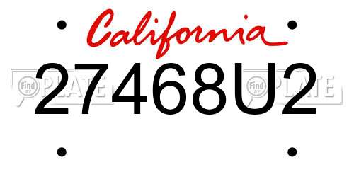 27468U2 California License Plate