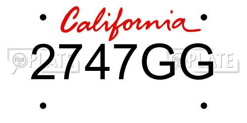 2747GG California License Plate