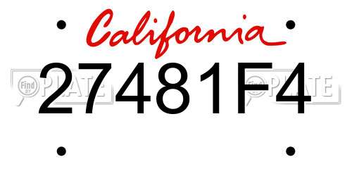 27481F4 California License Plate