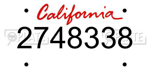 2748338 California License Plate