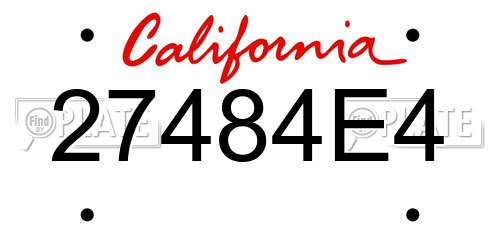 27484E4 California License Plate